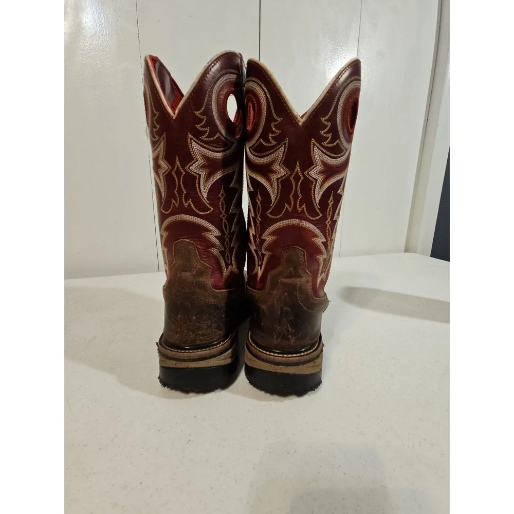 R. Watson Hazel Bay Square Toe Boots Men's‎ 9.5D Boots RW1002-Red/Brown